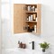 Wicker Bathroom Wall Cabinet with Mirror and 2 Adjustable Shelves